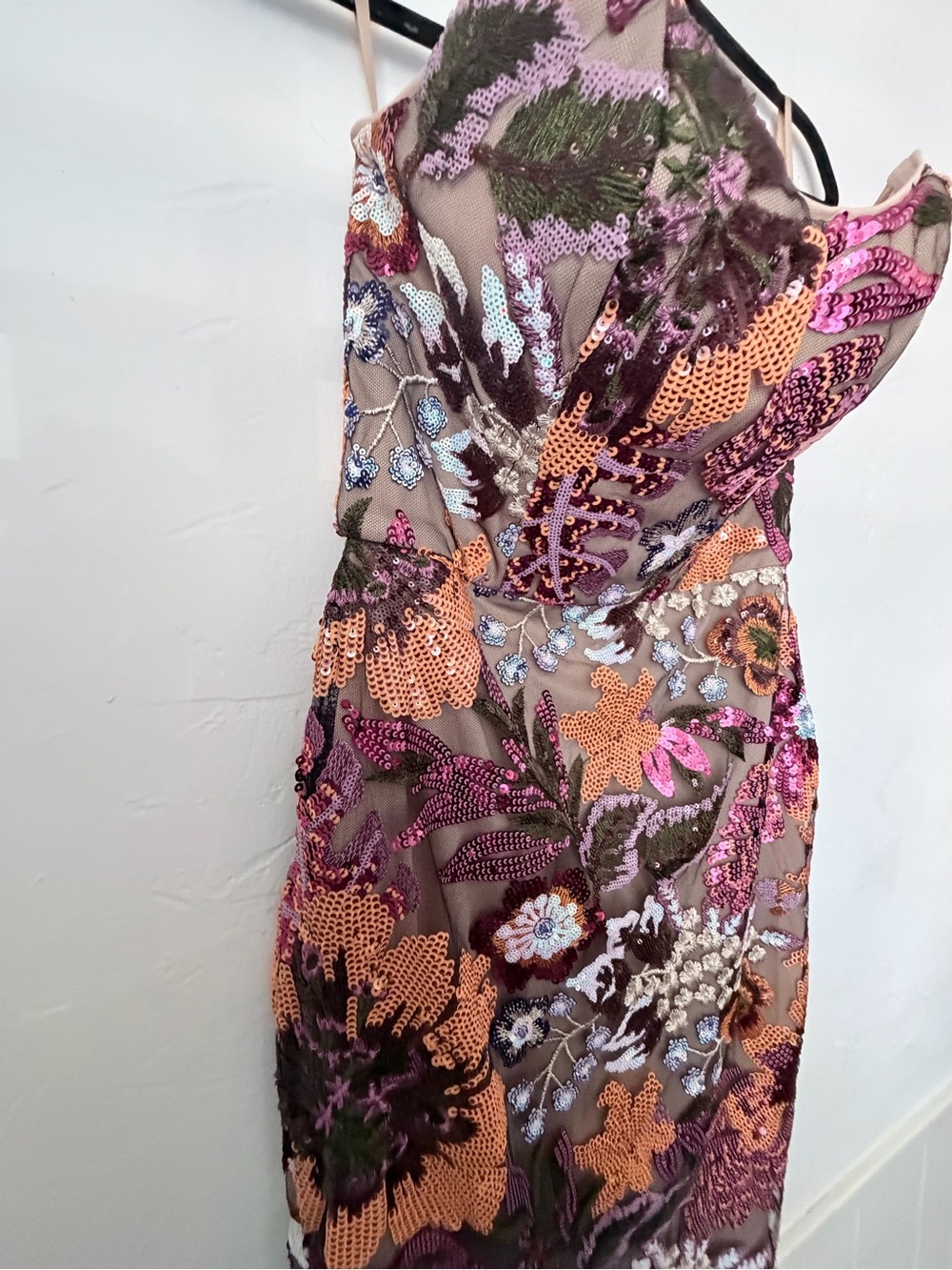 NWT Sequin Floral Slip Midi Dress in Rose Gold and Pink Women’s Sz: Medium - Picture 5 of 11